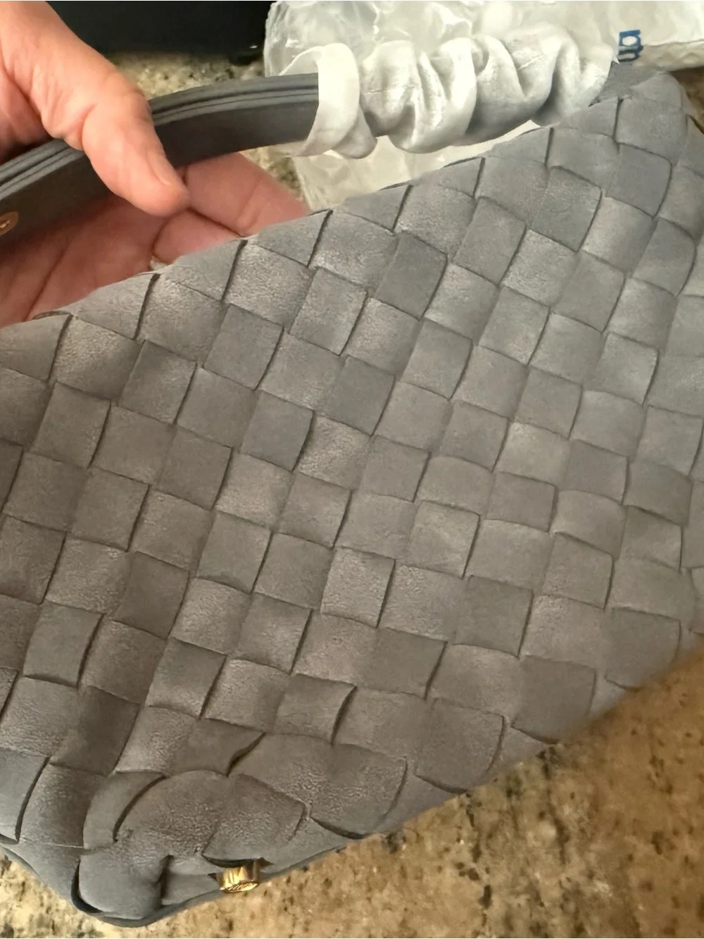 Woven Suede Hobo Bag | Dark Gray | NWT